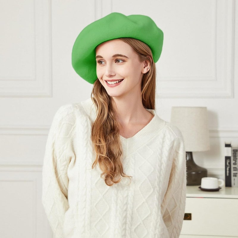recapitula XXL 100% Wool French White Beret Hats for Women Man Painter hat Classic Painter's Hat Girl Solid Color Classic - Image 3